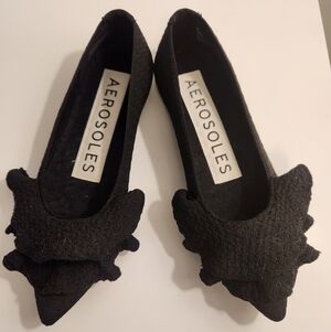 Aerosoles Damira Black Ruffle Flats